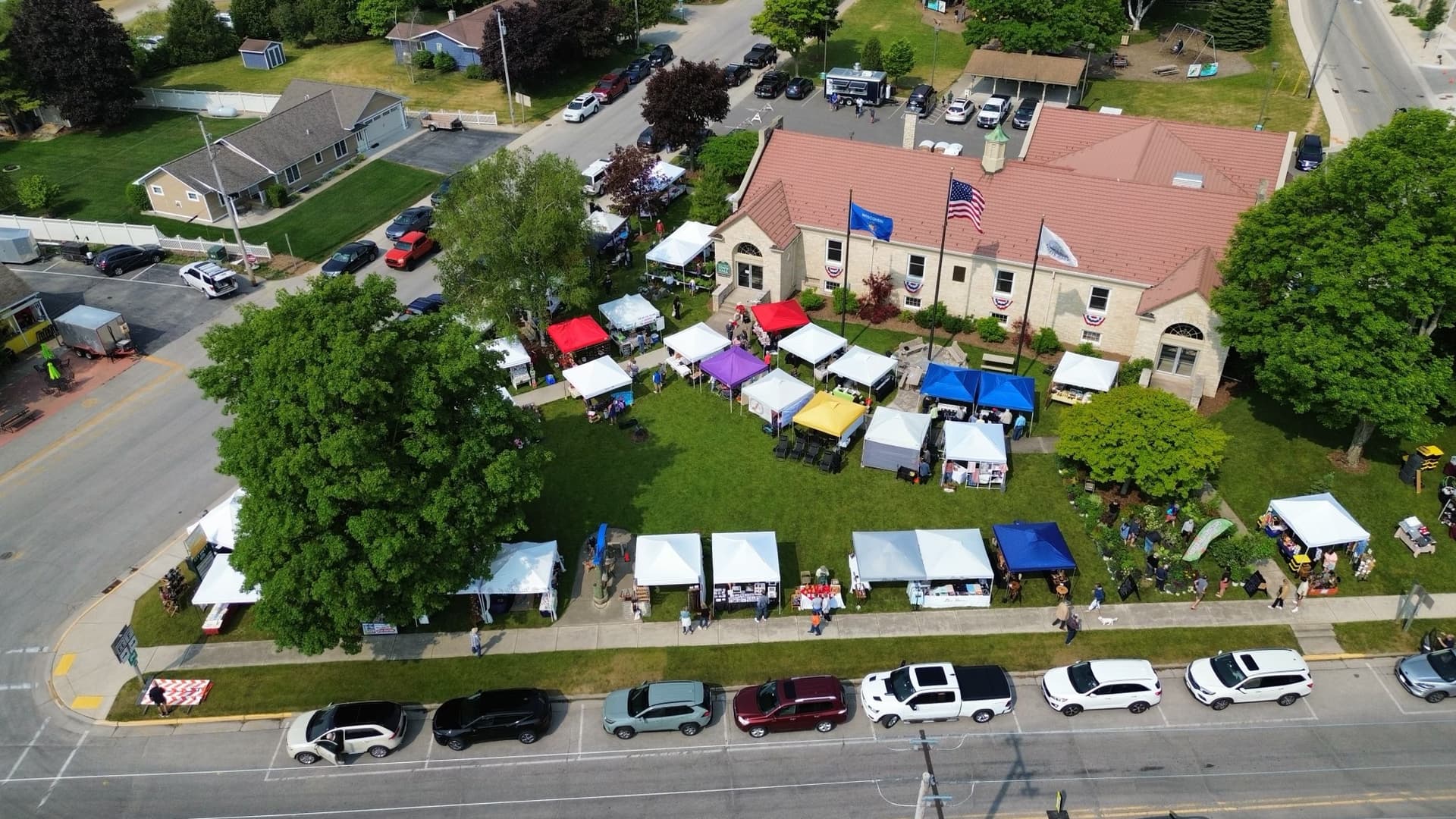 aerial view of the baileys harbor market