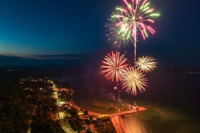 fireworks in the night sky