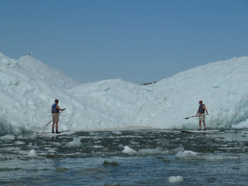 Your humble Innkeeper &amp; a friend paddling among Peninsula Park's bergs shortly after the thaw last May