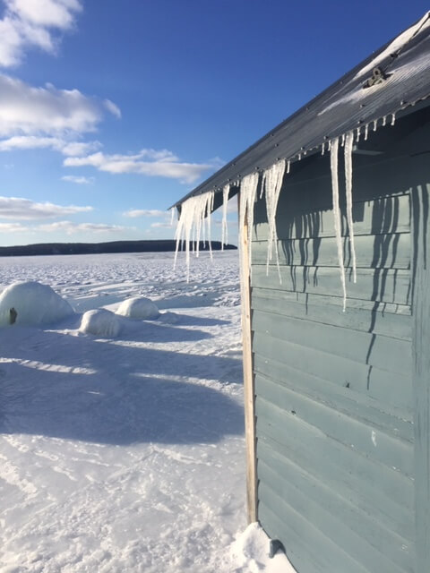 Iced over lakefront